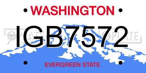 IGB7572 Washington License Plate