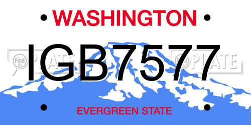 IGB7577 Washington License Plate