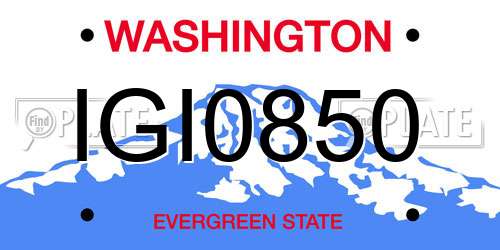 IGI0850 Washington License Plate
