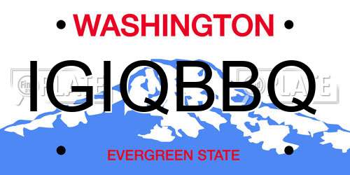 IGIQBBQ Washington License Plate