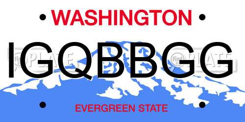 IGQBBGG Washington License Plate