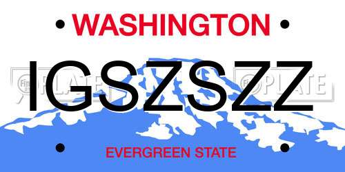 IGSZSZZ Washington License Plate
