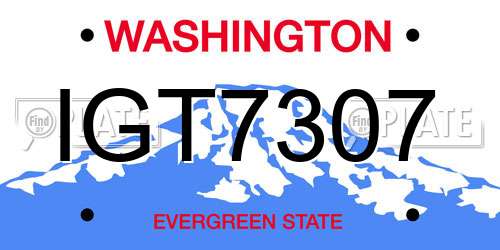 IGT7307 Washington License Plate