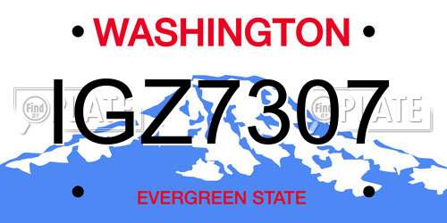 IGZ7307 Washington License Plate