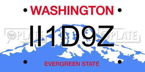 II1D9Z Washington License Plate