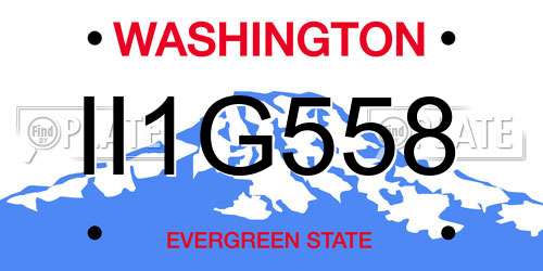 II1G558 Washington License Plate