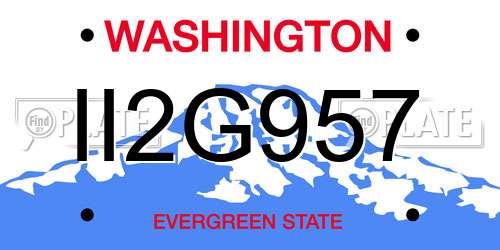 II2G957 Washington License Plate