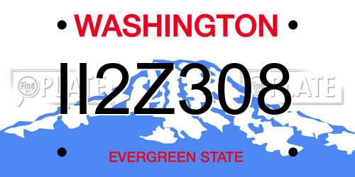 II2Z308 Washington License Plate