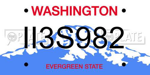 II3S982 Washington License Plate
