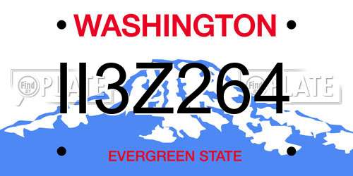 II3Z264 Washington License Plate