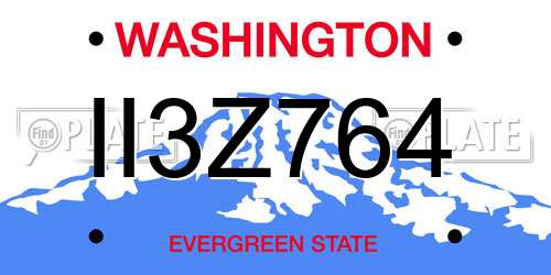 II3Z764 Washington License Plate
