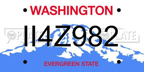 II4Z982 Washington License Plate