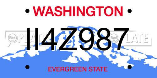II4Z987 Washington License Plate