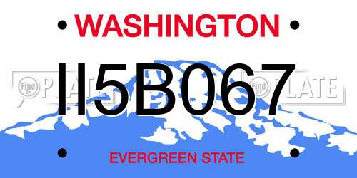 II5B067 Washington License Plate