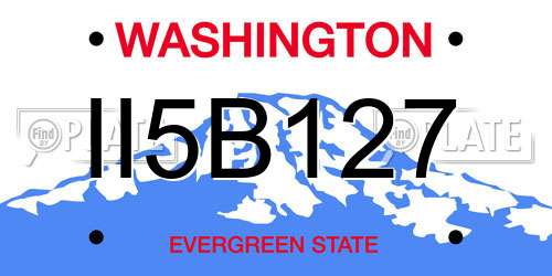 II5B127 Washington License Plate