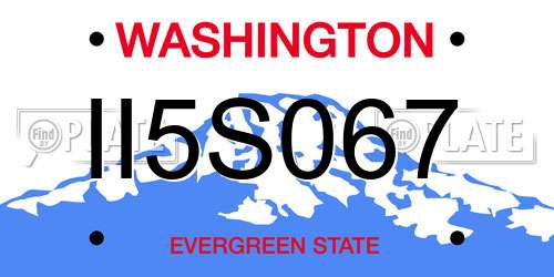 II5S067 Washington License Plate