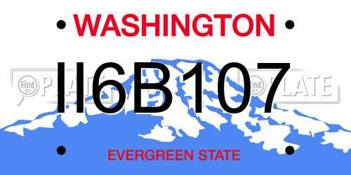 II6B107 Washington License Plate