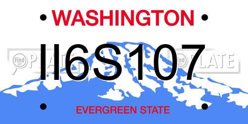 II6S107 Washington License Plate