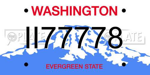 II77778 Washington License Plate