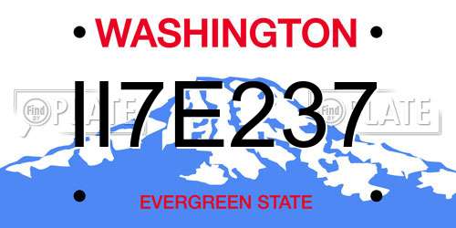 II7E237 Washington License Plate