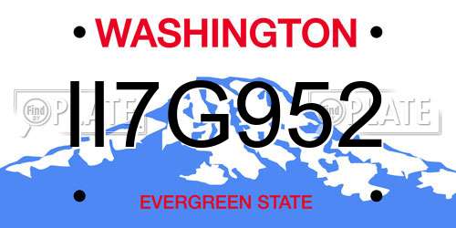 II7G952 Washington License Plate