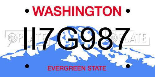 II7G987 Washington License Plate