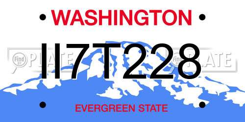 II7T228 Washington License Plate