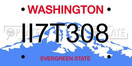 II7T308 Washington License Plate