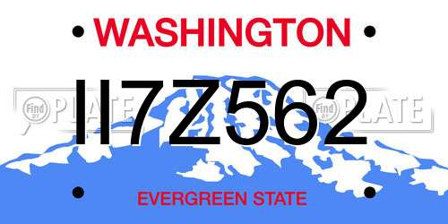 II7Z562 Washington License Plate