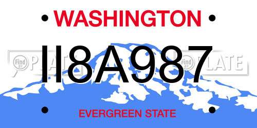 II8A987 Washington License Plate