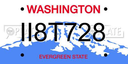 II8T728 Washington License Plate