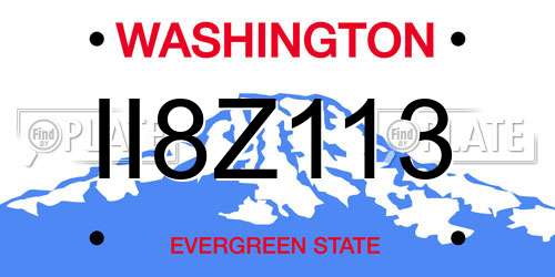 II8Z113 Washington License Plate