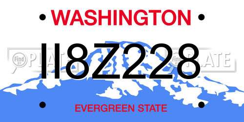 II8Z228 Washington License Plate