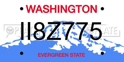 II8Z775 Washington License Plate