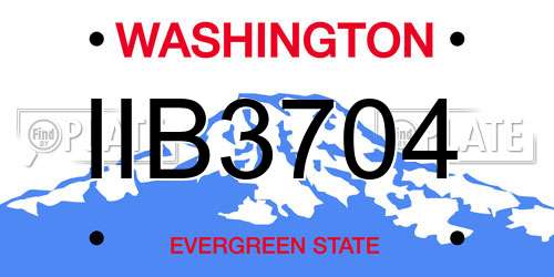 IIB3704 Washington License Plate