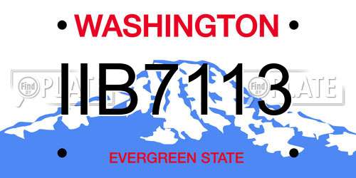 IIB7113 Washington License Plate