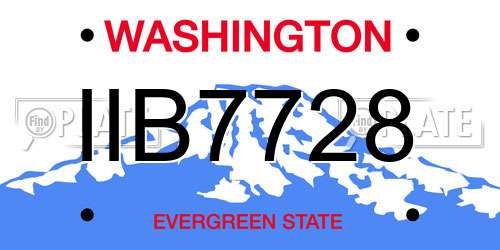 IIB7728 Washington License Plate