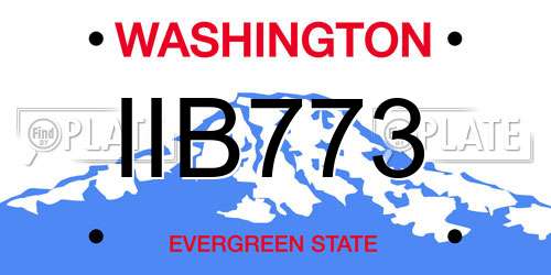 IIB773 Washington License Plate