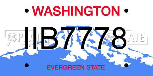 IIB7778 Washington License Plate