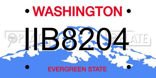 IIB8204 Washington License Plate