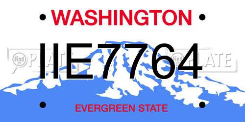 IIE7764 Washington License Plate