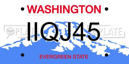 IIQJ45 Washington License Plate