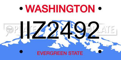 IIZ2492 Washington License Plate