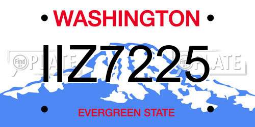 IIZ7225 Washington License Plate