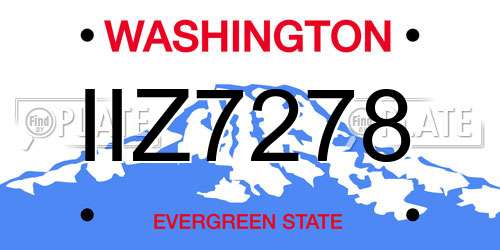 IIZ7278 Washington License Plate