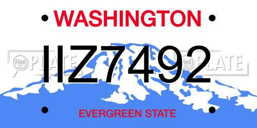 IIZ7492 Washington License Plate