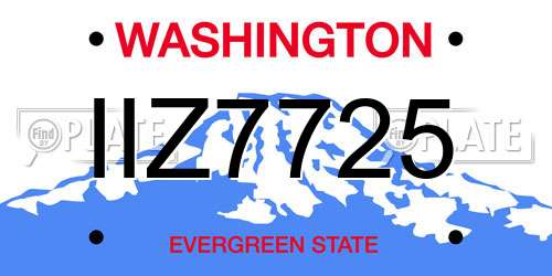 IIZ7725 Washington License Plate