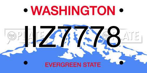 IIZ7778 Washington License Plate