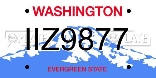 IIZ9877 Washington License Plate