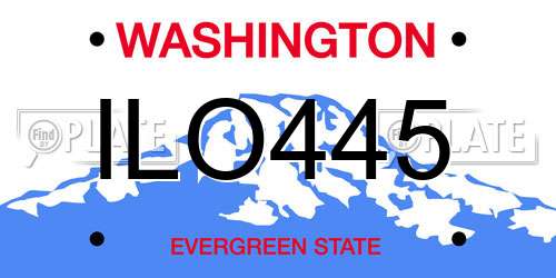 ILO445 Washington License Plate